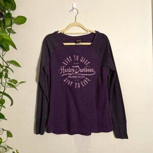 Harley Davidson Purple St. Paul MN Long Sleeve Graphic T-Shirt Women's Size XL